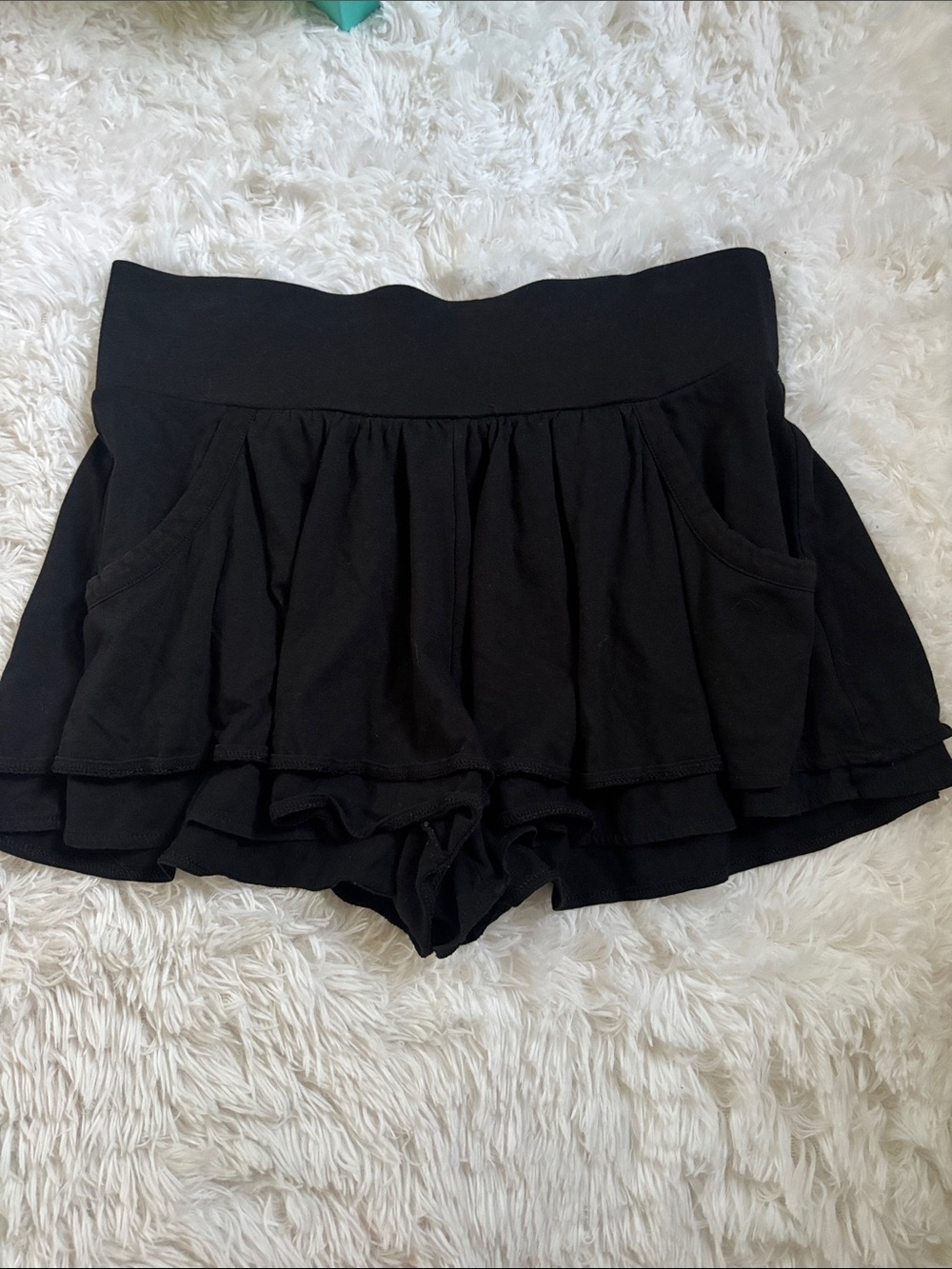 Black Layered Ruffle Women’s Shorts WITH POCKETS Express